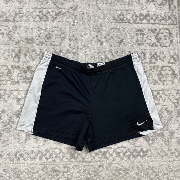Nike Dri Fit Shorts Black White Drawstring Embroidered Women's Size Medium - Picture 1 of 8